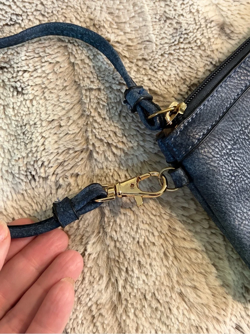 Wilson Leather Wristlet - Navy Blue #1337